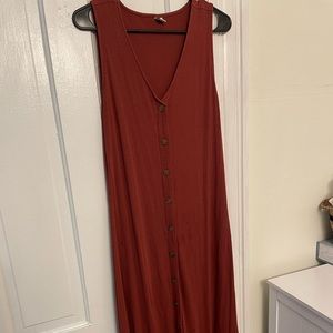 Old Navy Button Down Dress- Rib Knit Terracotta Color Dress- Ankle Length